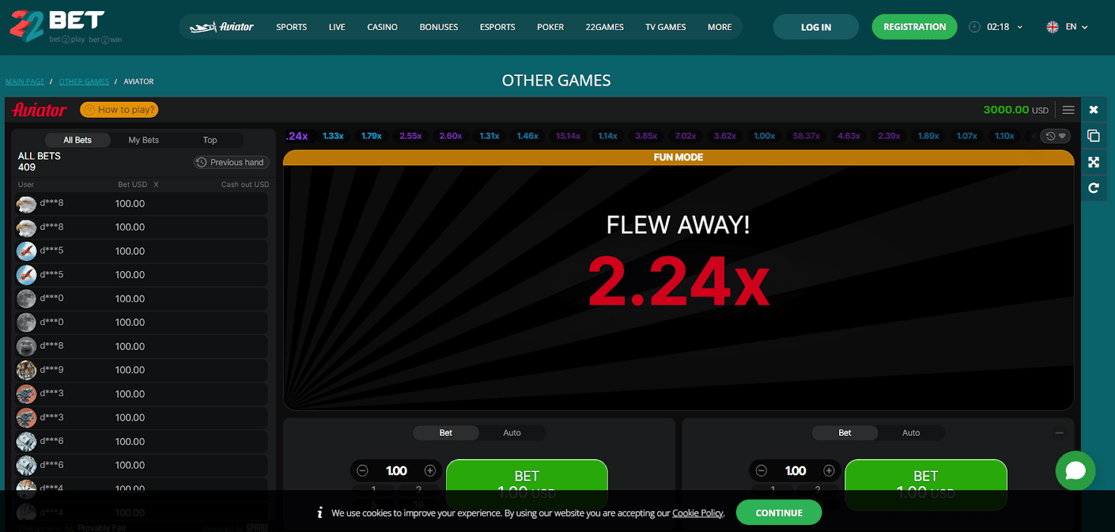 22Bet Aviator Betting Sites