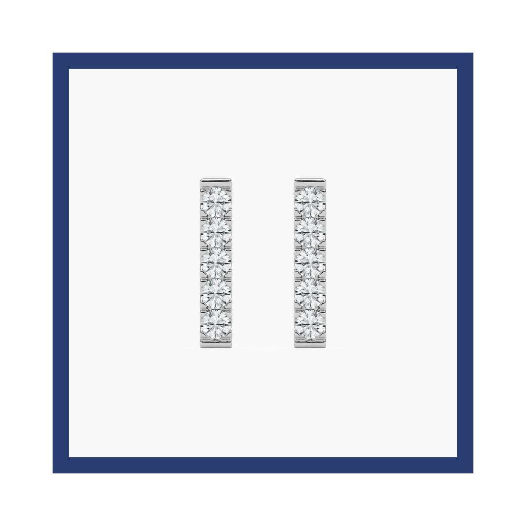 Round Diamond Row Designed Stud Earrings for Women.