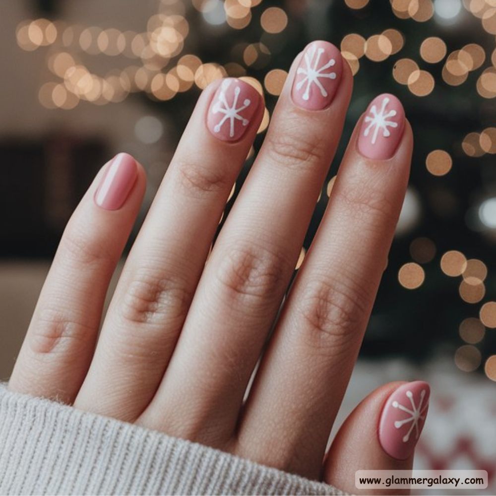 Pink Christmas Nails having Minimalist Pink Christmas Nail Art
