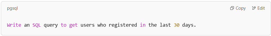 ChatGPT prompt for generateing complex SQL queries.