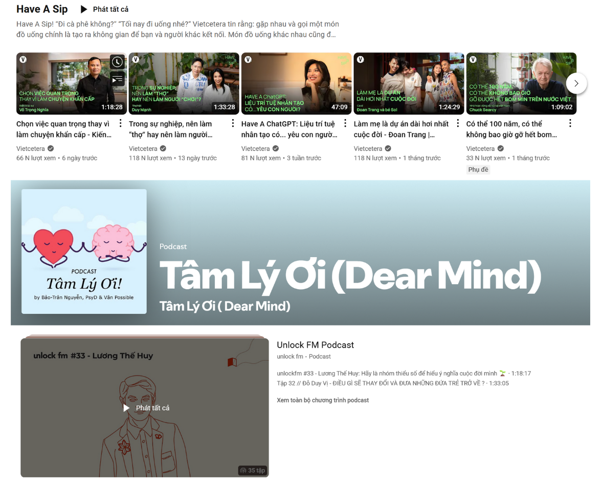  Một số kênh podcast phổ biến tại Việt Nam hiện nay