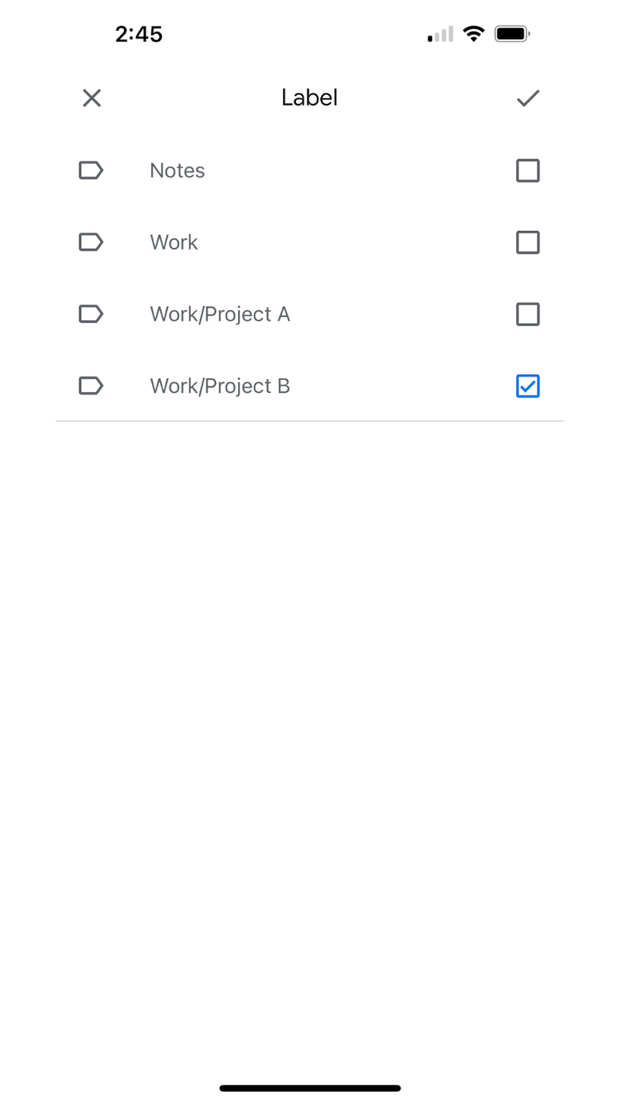 select an existing label from the list
