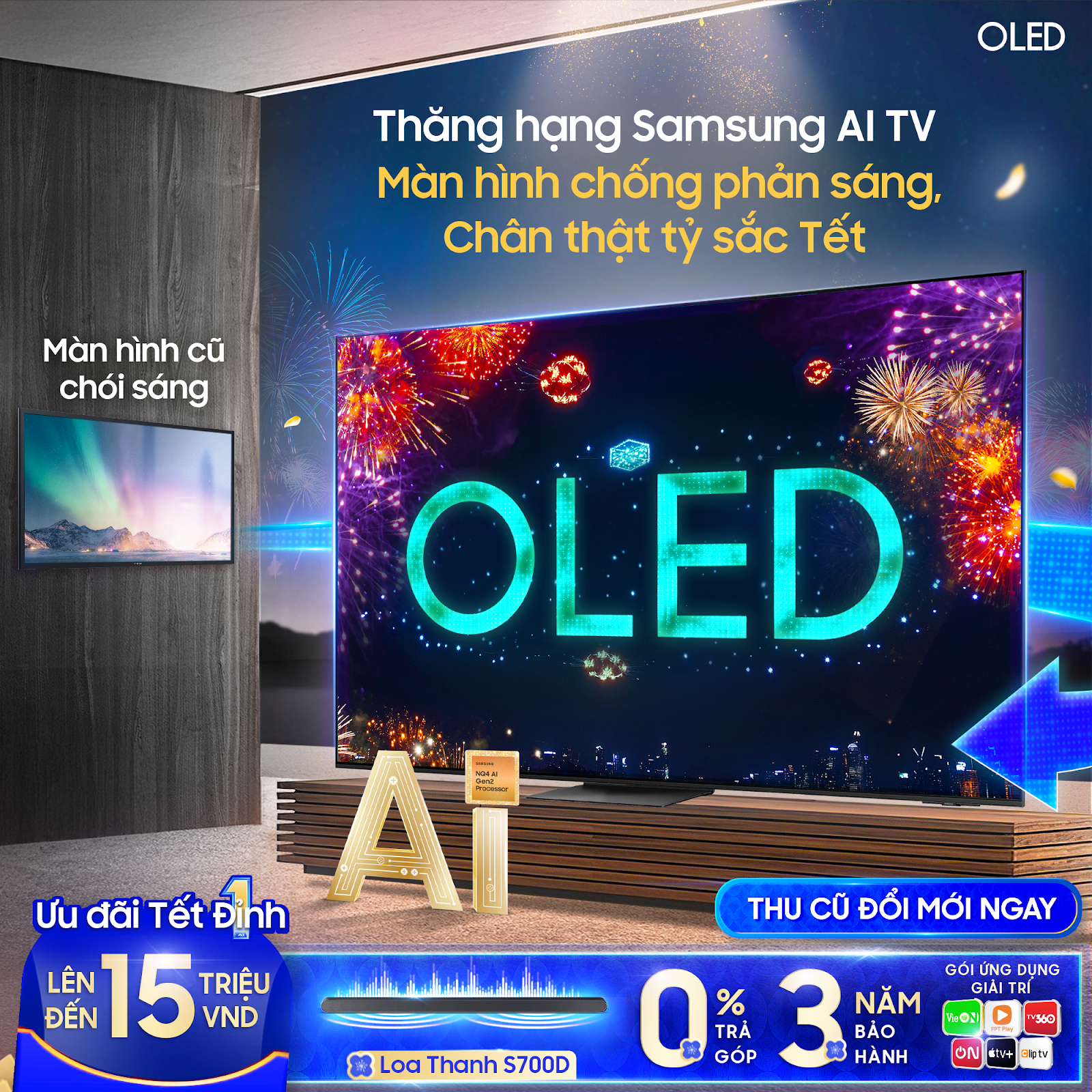 Tết thêm đỉnh với TV Samsung AI OLED: Từ mở tiệc đón xuân đến chiến game thả ga! -