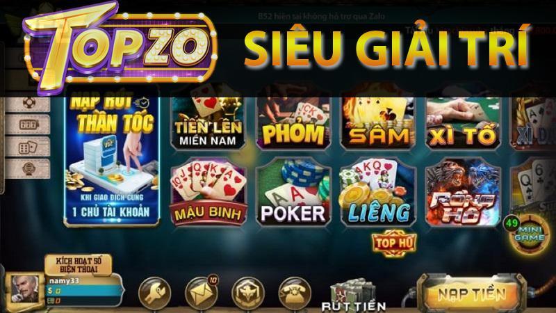 Cổng game topzo với đa dạng trò chơi