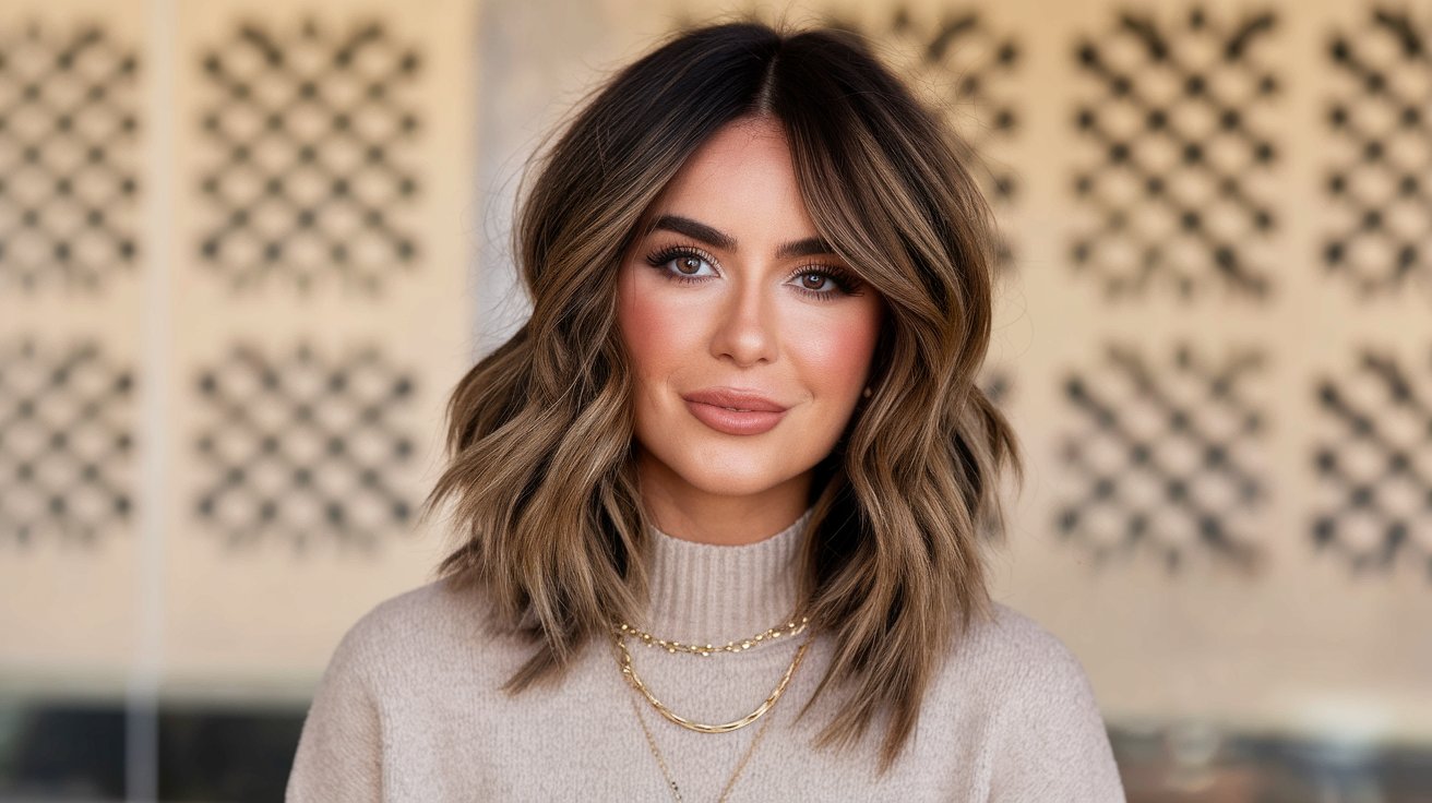 10. Golden Mocha Soft Shoulder-Length Waves