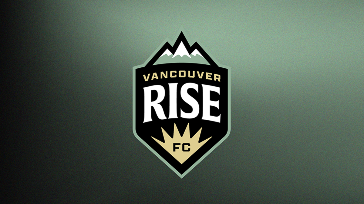 The Vancover Rise FC, ih three mountains atop a black shield