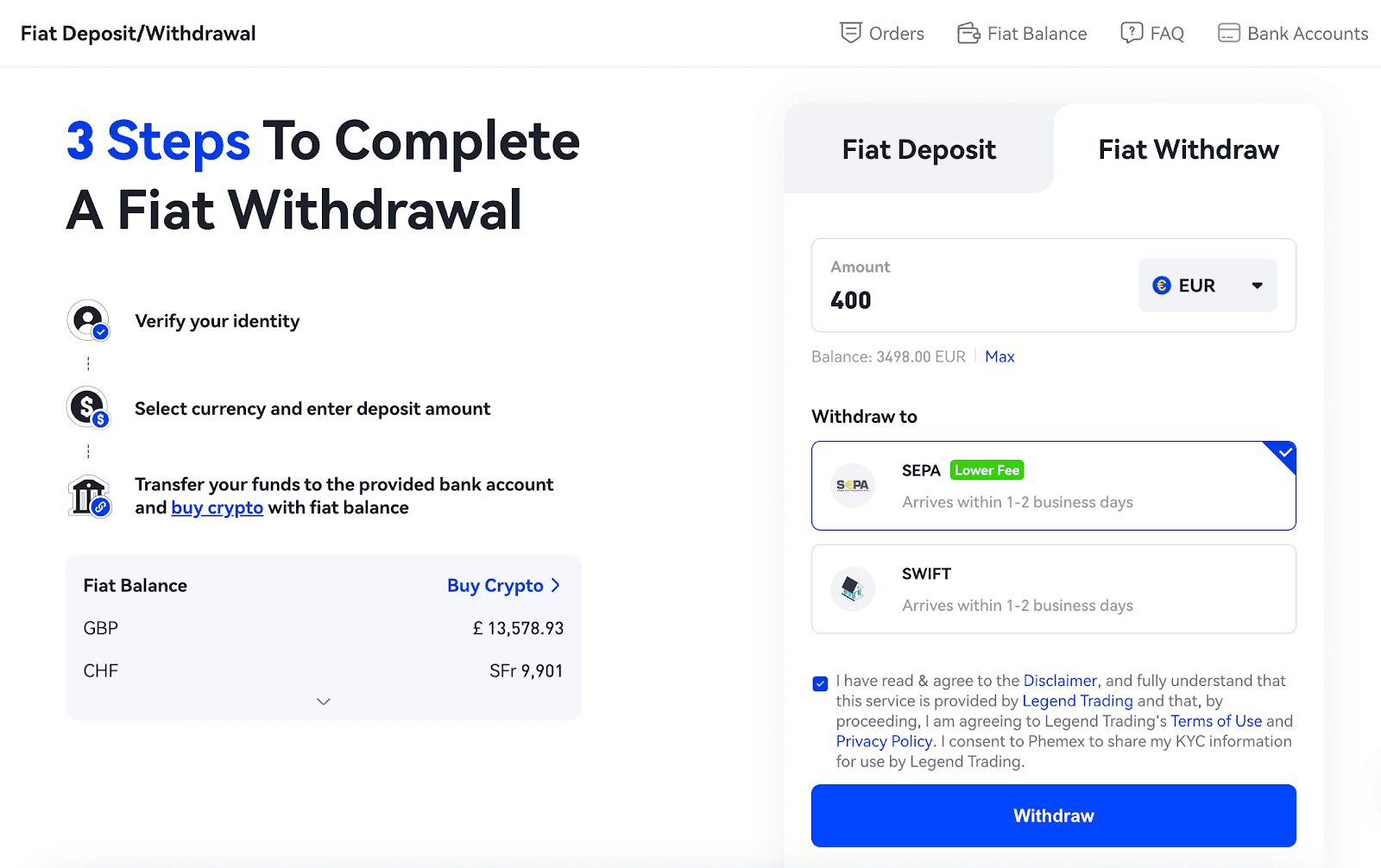 Crypto to bank withdrawal