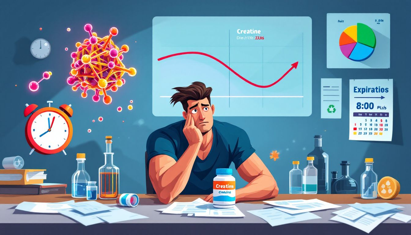 A person contemplating whether to consume expired creatine supplements.