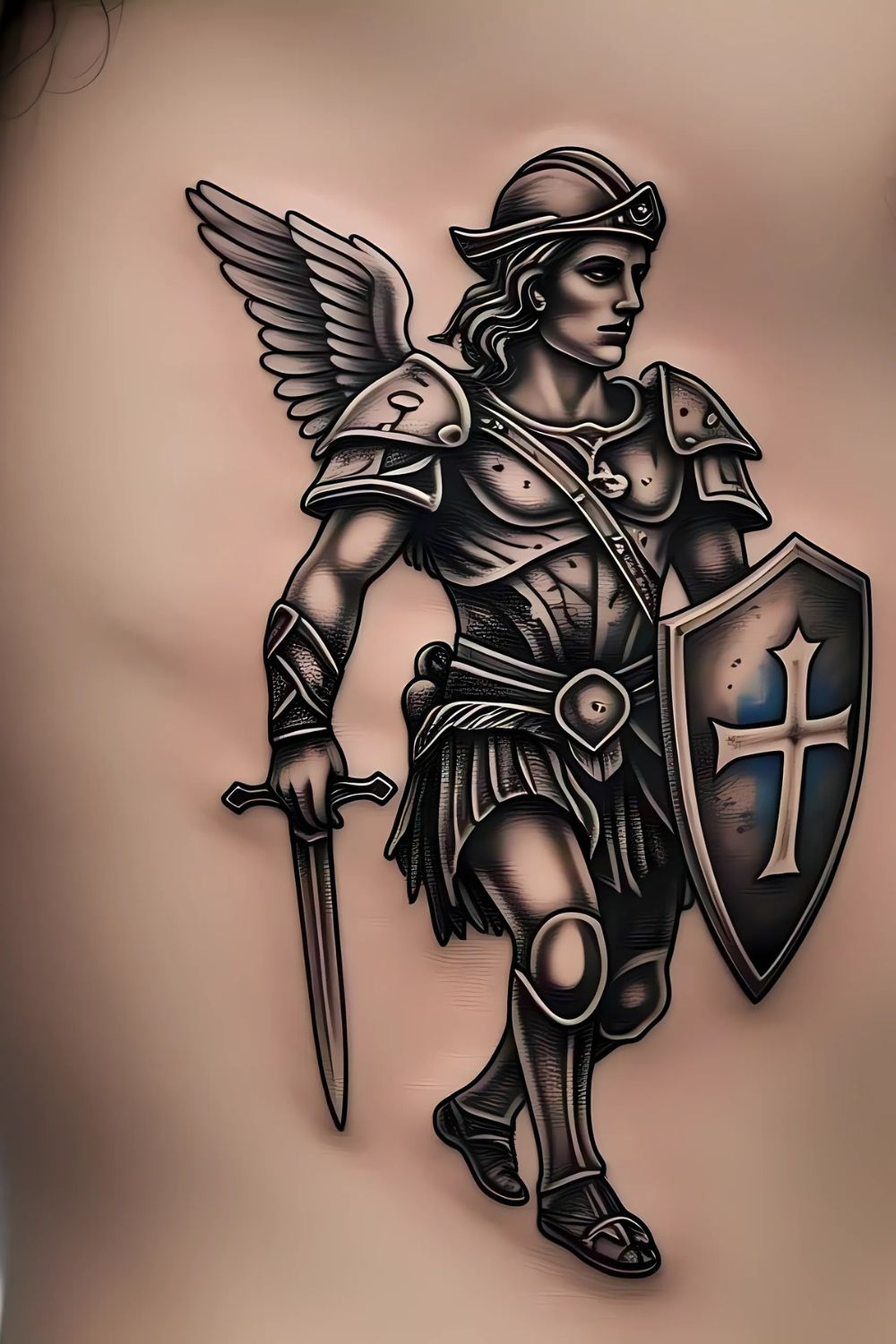 Saint Michael Tattoo on the Ribcage