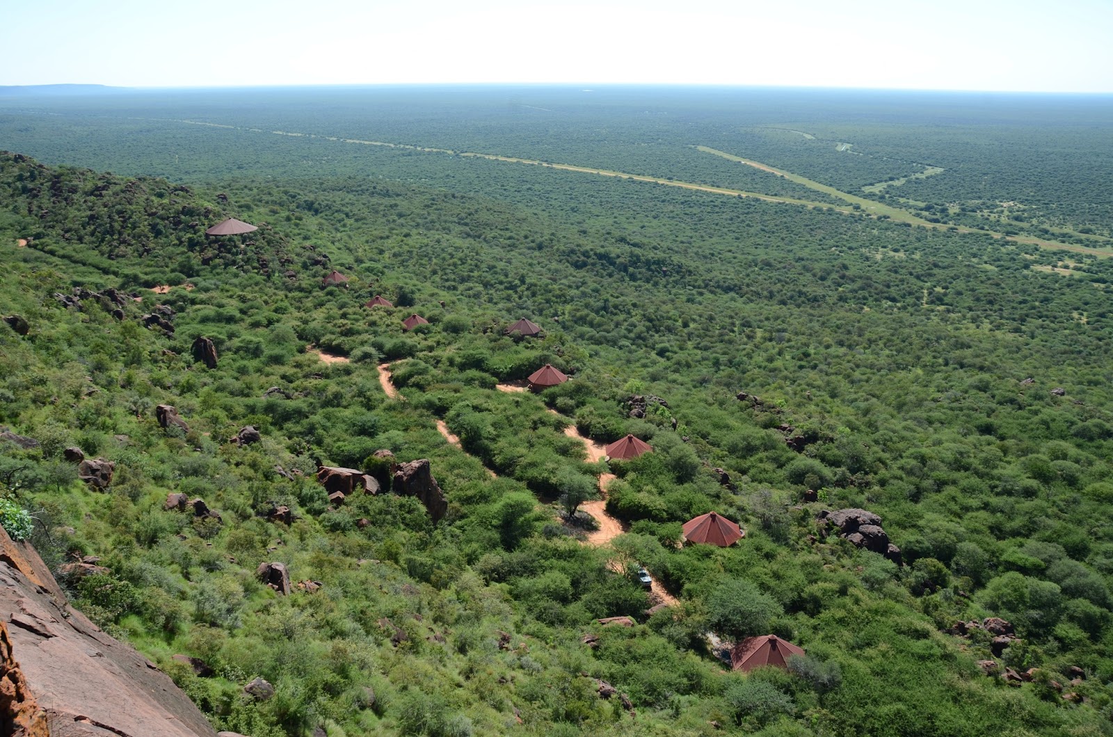 Bird’s-eye view of the Waterberg Plateau Lodge.
