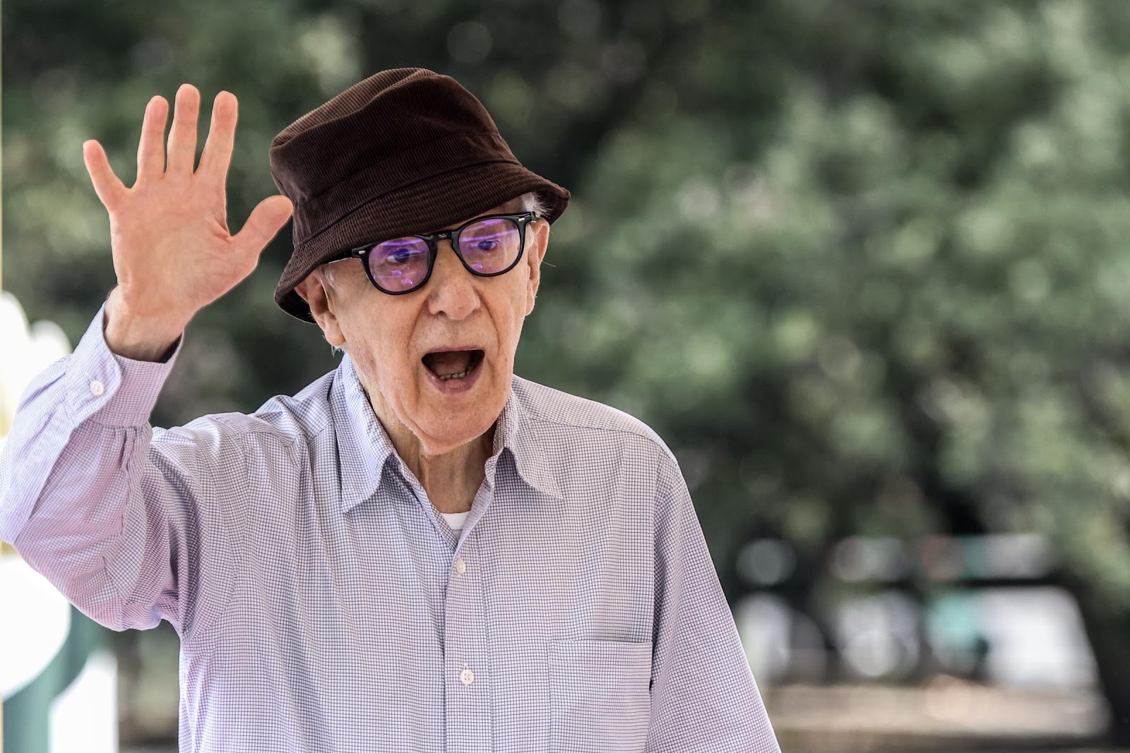 Woody Allen is seen arriving at the 80th Venice International Film Festival in Venice, Italy, on September 4, 2023. | Source: Getty Images