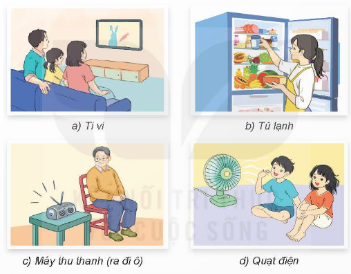 BÀI 1. TỰ NHIÊN VÀ CÔNG NGHỆ1. ĐỐI TƯỢNG TỰ NHIÊN VÀ SẢN PHẨM CÔNG NGHỆCâu 1: Em hãy quan sát và gọi tên những đối tượng có trong Hình 1. Trong những đối tượng đó, đối tượng nào do con người làm ra, đối tượng nào không phải do con người làm ra?Giải nhanh:a. cái câyb. cái nónc. hòn Trống Mái/ chỏm đád. đèn họce. cái quạtd. vô tuyến/ tivi- Đối tượng do con người làm ra: cái nón, đèn học, cái quạt, tivi.- Đối tượng không phải do con người làm ra: cái cây, hòn Trống Mái.Câu 2: Em hãy kể tên một số đối tượng tự nhiên và sản phẩm công nghệ mà em biết?Giải nhanh:Đối tượng tự nhiên: núi, sông, hồ, sa mạc, các loài thực vật,…Sản phẩm công nghệ: tủ lạnh, máy giặt, bàn, ghế, máy tính, điện thoại,…2. TÁC DỤNG CỦA MỘT SỐ SẢN PHẨM CÔNG NGHỆ TRONG GIA ĐÌNHCâu 1: Quan sát Hình 2, dựa vào các từ gợi ý: giải trí, làm mát, chiếu sáng, bảo quản thực phẩm, em hãy nêu tác dụng của các sản phẩm công nghệ có trong hình? Giải nhanh:Tác dụng của các sản phẩm công nghệ:Giải trí: tivi, máy thu thanh Làm mát: quạt điện.Chiếu sáng: bóng đèn điện.Bảo quản thực phẩm: tủ lạnh.Câu 2: Hãy kể tên các sản phẩm công nghệ mà em biết có tác dụng như mô tả dưới đây:Giải nhanh:Làm mát căn phòng: quạt điện, điều hoà,...Chiếu sáng căn phòng: bóng đèn điện,...Cất giữ và bảo quản thức ăn: tủ lạnh, tủ đông,...Chiếu những bộ phim hay: tivi, ipad, điện thoại, máy tính,...Làm nóng thức ăn: lò vi sóng, lò nướng,...3. GIỮ GÌN SẢN PHẨM CÔNG NGHỆ TRONG GIA ĐÌNH