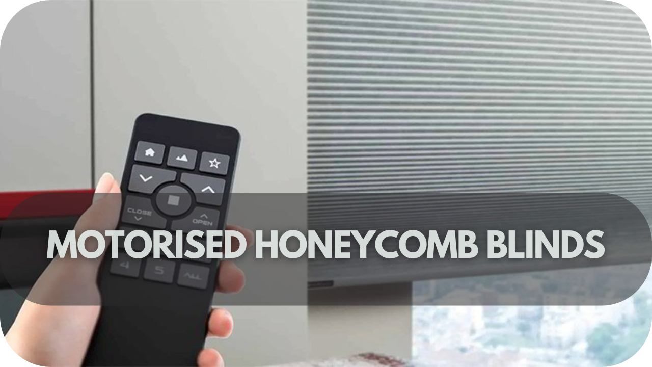 Energy-efficient motorized honeycomb blinds for enhanced insulation and ease of use.