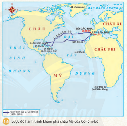 CHỦ ĐỀ CHUNG 1: CÁC CUỘC ĐẠI PHÁT KIẾN ĐỊA LÍNguyên nhân và những yếu tố tác động đến các cuộc phát kiến địa líCâu hỏi:- Giải thích nguyên nhân dẫn tới các cuộc phát kiến địa lí.- Phân tích những yếu tố tác động đến các cuộc phát kiến địa lí.Giải nhanh:- Nguyên nhân dẫn tới các cuộc phát kiến địa lí: ác cuộc phát kiến địa lí được thúc đẩy bởi nhu cầu tìm kiếm tài nguyên và thị trường, cùng với sự bế tắc trong giao thương với phương Đông do chiếm giữ của người Thổ Nhĩ Kỳ.- Những yếu tố tác động đến các cuộc phát kiến địa lí:+ Người châu Âu đã có quan niệm đúng đắn về hình dạng Trái Đất, họ đã vẽ được bản đồ, hải đồ đi biển, có khái niệm về dòng hải lưu hay hướng gió,... + Sự tiến bộ của kĩ thuật đóng tàu – đã xuất hiện những con tàu có bánh lái, với những cánh buồm lớn và buồm hình tam giác đủ điều kiện vượt đại dương.+ Sự bảo trợ của một số nhà nước phong kiến Một số cuộc đại phát kiến địa líCâu hỏi: Dựa vào lược đồ 1.6, 1.8 và thông tin trong bài, em hãy mô tả lại cuộc phát kiến địa lí của C. Cô-lôm-bô (1492) và Ph. Ma-gien-lan (1519 – 1521).Giải nhanh:- Cuộc phát kiến địa lí của C. Cô-lôm-bô (1492):+ Tháng 8 – 1492, Cô-lôm-bô và đoàn thuỷ thủ rời cảng Pa-lốt của Tây Ban Nha, đi về phía tây qua Đại Tây Dương.+ Tháng 10 – 1492, họ đặt chân lên đảo Xan Xan-va-đô.+ Sau đó, họ khám phá bờ biển phía đông bắc của Cu-ba và bờ biển phía bắc của Hi-xpa-ni-ô-la. Cô-lôm-bô tin rằng ông đã tới Đông Ấn Độ, nhưng thực ra là châu Mỹ mới.+ Ông tiến hành thêm ba chuyến thám hiểm tới châu Mỹ vào các năm 1493, 1498 và 1502.- Cuộc phát kiến địa lí của Ph. Ma-gien-lan (1519 – 1521):+ Tháng 9 năm 1519, nhận sự tài trợ của hoàng gia Tây Ban Nha, Ma-gien-lan cùng đoàn thuyền 5 chiếc rời Tây Ban Nha tìm đường đến quần đảo hương liệu Ma-lu-cu.+ Đi về phía tây, vượt qua Đại Tây Dương, đến mũi cực Nam của châu Mỹ và tiếp tục vượt Đại Tây Dương vào Thái Bình Dương.+ Cuối năm 1520, tại đảo Mac-tan, Ma-gien-lan mất trong cuộc đụng độ với thổ dân.+ Thủy thủ còn lại đặt chân đến quần đảo Ma-lu-cu, đầy thuyền với nhựa đậu khấu và hướng về nhà, hoàn thành chuyến đi vòng quanh thế giới đầu tiên vào năm 1522.Tác động của các cuộc phát kiến địa lí đối với tiến trình lịch sửCâu hỏi:- Các cuộc đại phát kiến địa lí tác động như thế nào đến hoạt động kinh tế và sự tiếp xúc, trao đổi giữa các châu lục?- Đọc tư liệu 1.10, quan sát hình 1.11 và thông tin trong bài, em hãy cho biết hệ quả của phát kiến địa lí đã tác động thể nào tới châu Phi và châu Mỹ?- Nếu một ví dụ về sự thay đổi trong tiến trình lịch sử của các nước châu Á sau cuộc thám hiểm của Ma-gien-lan.Giải nhanh:*Tác động của các cuộc phát kiến địa lí:  - Mở ra thời kỳ giao lưu văn hóa và trao đổi hàng hóa giữa các châu lục, thay đổi nhận thức của con người.  - Thúc đẩy giao lưu văn hóa Đông Tây.*Hệ quả:  - Châu Âu: Vàng bạc từ châu Mỹ thúc đẩy sản xuất và thương nghiệp, dẫn đến chủ nghĩa tư bản và thực dân.  - Châu Mỹ: Người bản địa và văn hóa bị hủy diệt.*Châu Á sau thám hiểm của Ma-gien-lan:  - Chủ nghĩa thực dân ra đời, nhiều nước châu Á trở thành thuộc địa của châu Âu.  - Việt Nam trở thành thuộc địa Pháp năm 1884, gây mâu thuẫn giữa nhân dân Việt Nam và thực dân Pháp.Luyện tập – Vận dụng