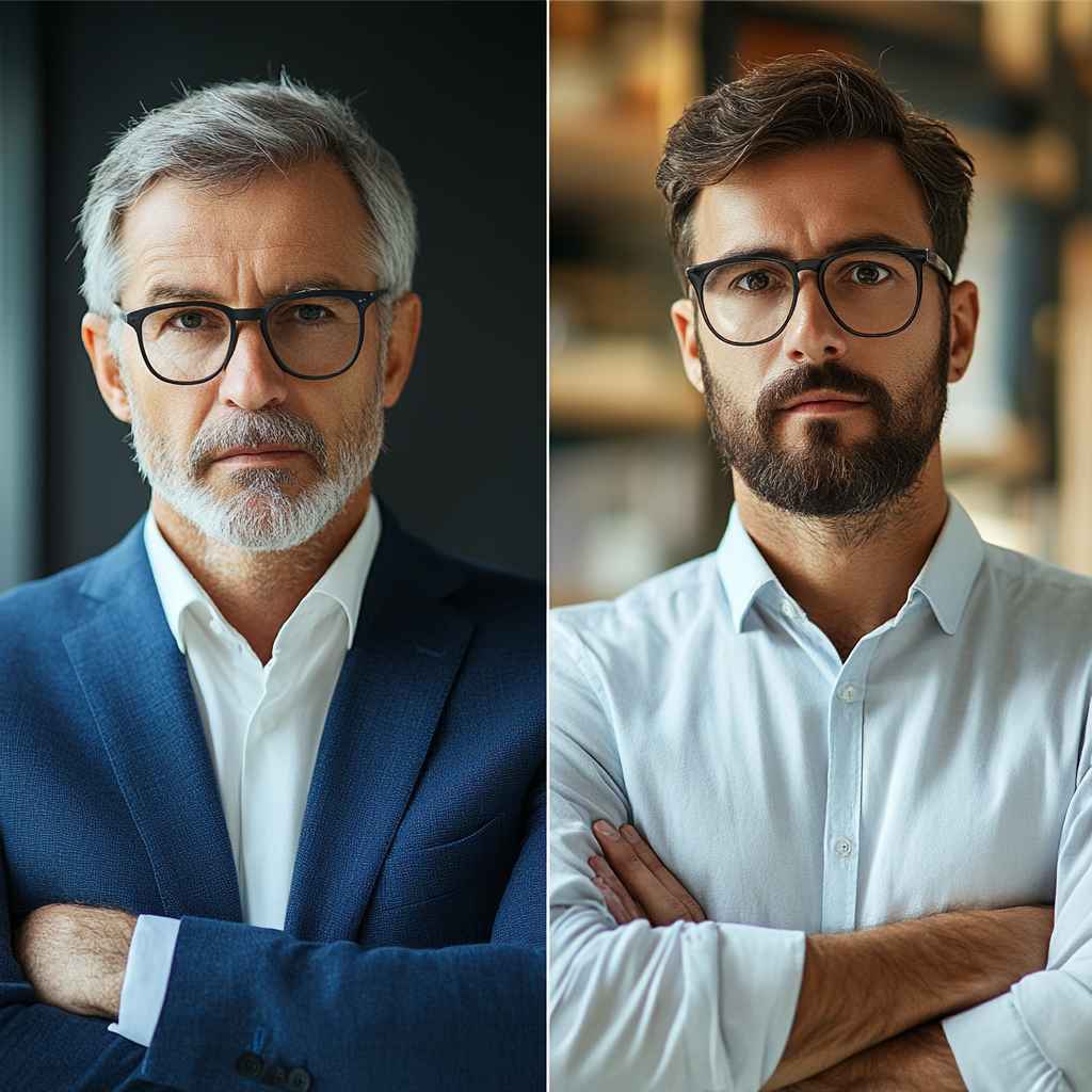 Photo of a CEO and a candidate on a split-screen
