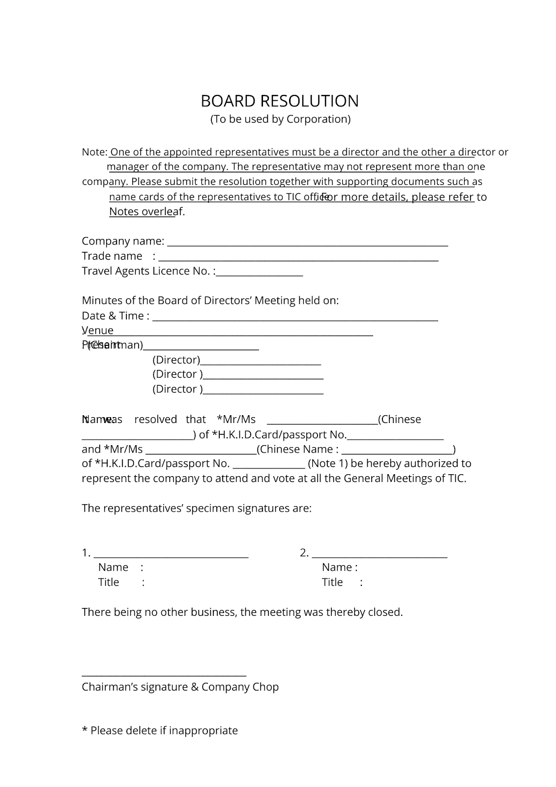 board resolution