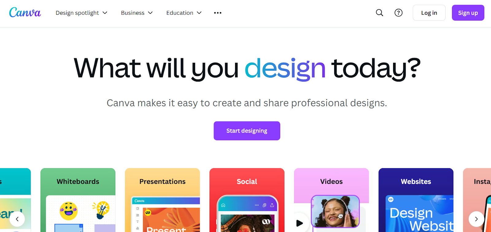 canva homepage screenshot