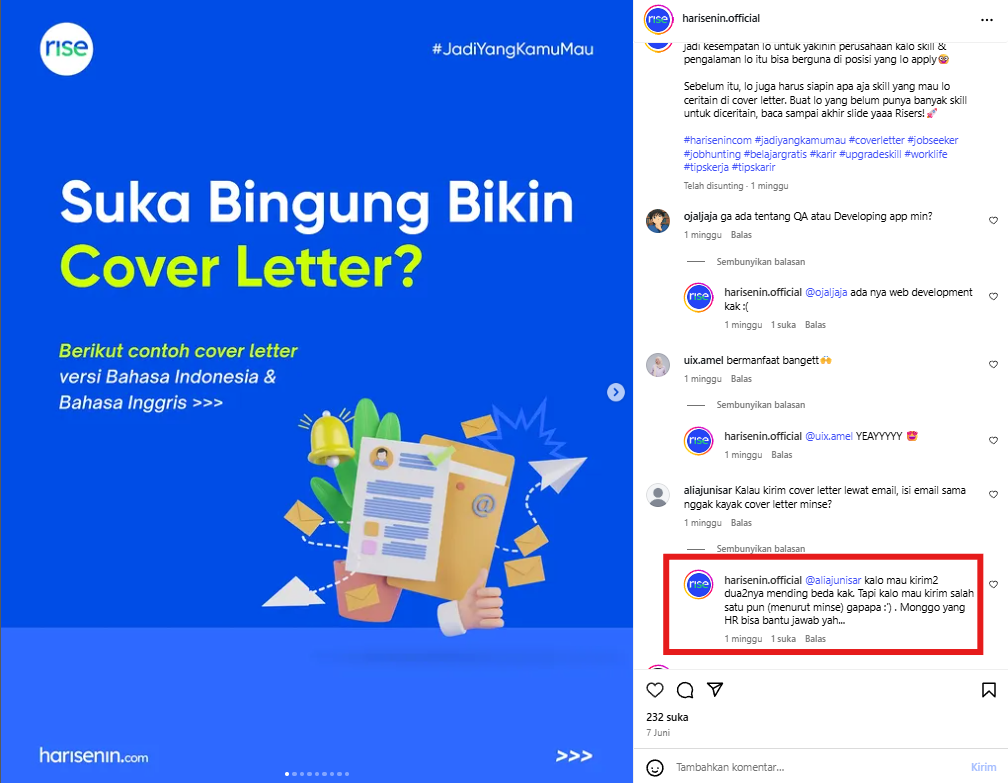 Gambar interaksi Harisenin dengan audiens. Sumber: Instagram/harisenin.official