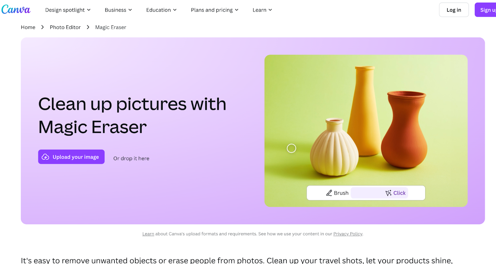 Canva Magic Erase object remover 