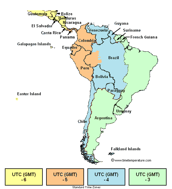 Latin America time zones 