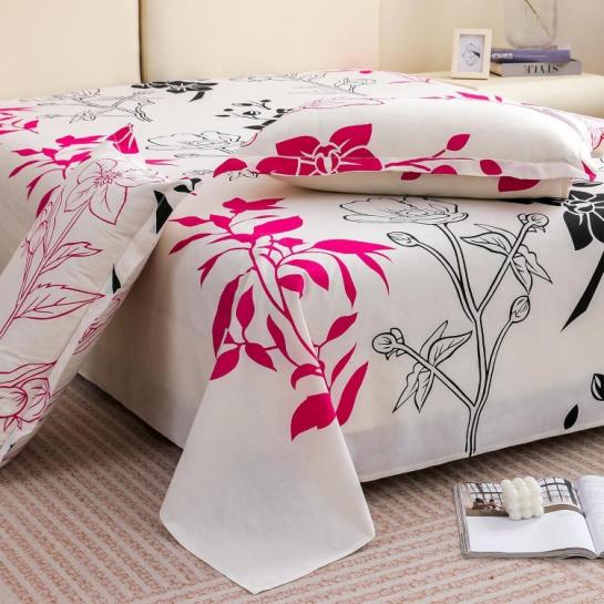 Story@Home White Floral King Size Bedsheet