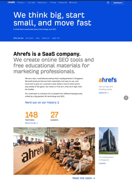 Ahrefs About Page
