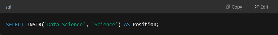  Example of INSTR() function.