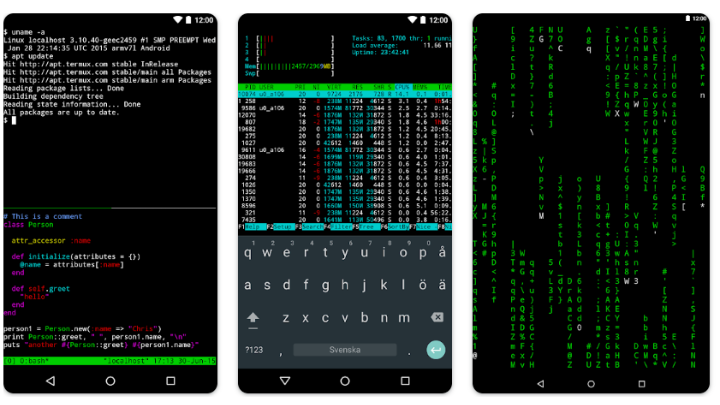 Termux app on an Android phone