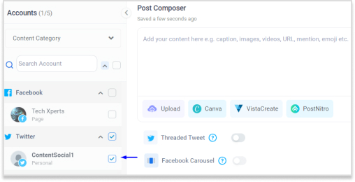 Select your connected Twitter X account from the left bar