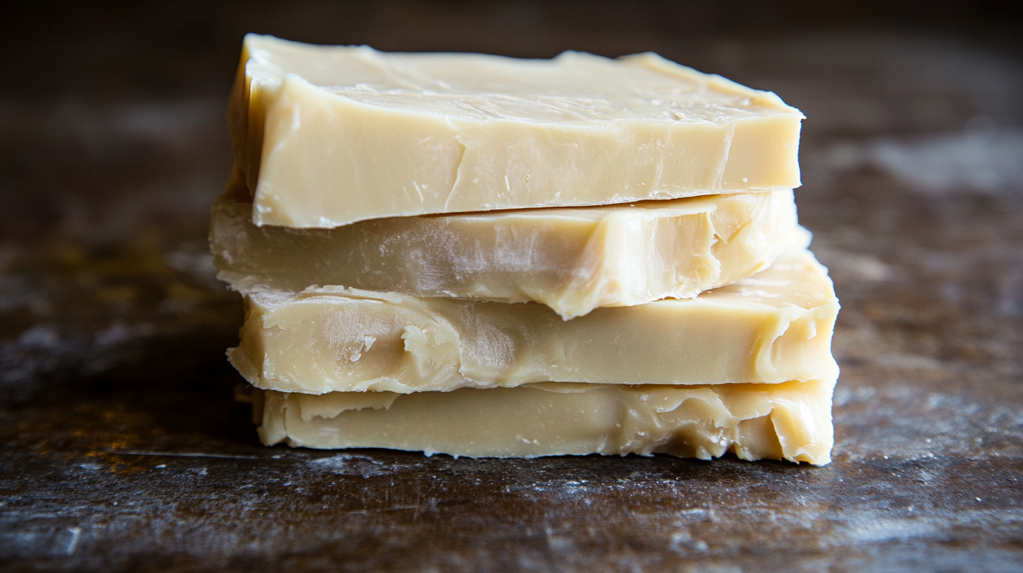 Rendered bison tallow, a nutrient-rich fat used for moisturizing and natural skincare products