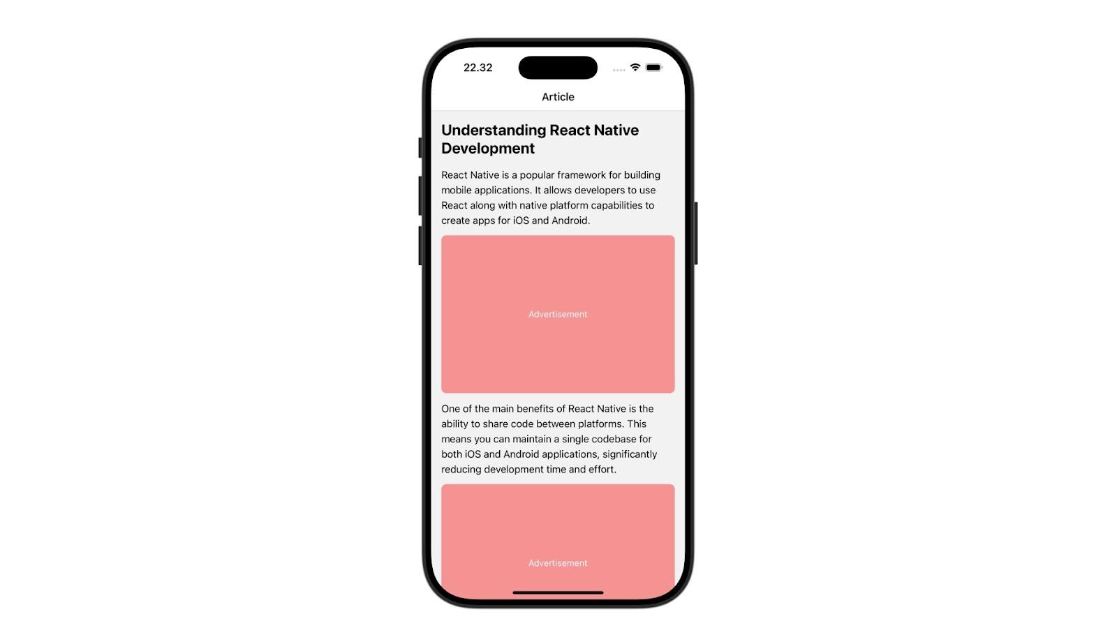 Screenshot of our example project