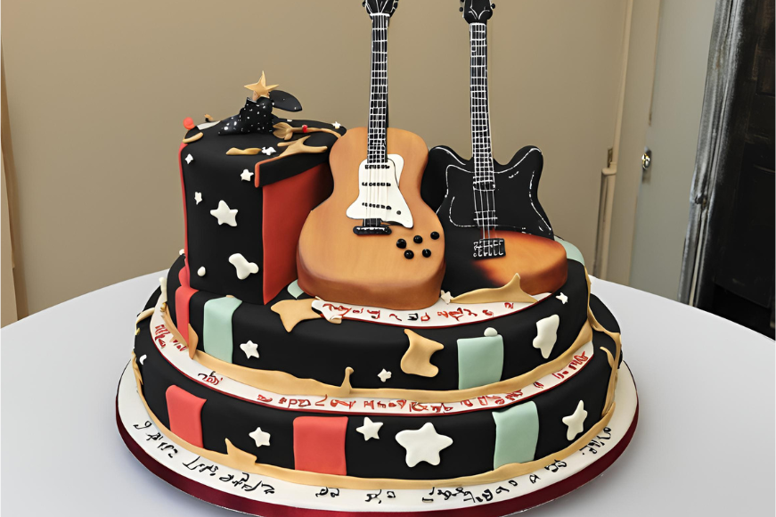 Guitar Music Instrument Cake Design