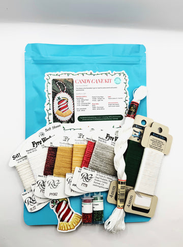 beginner needlepoint kit - design titled candy cane dress for holidays