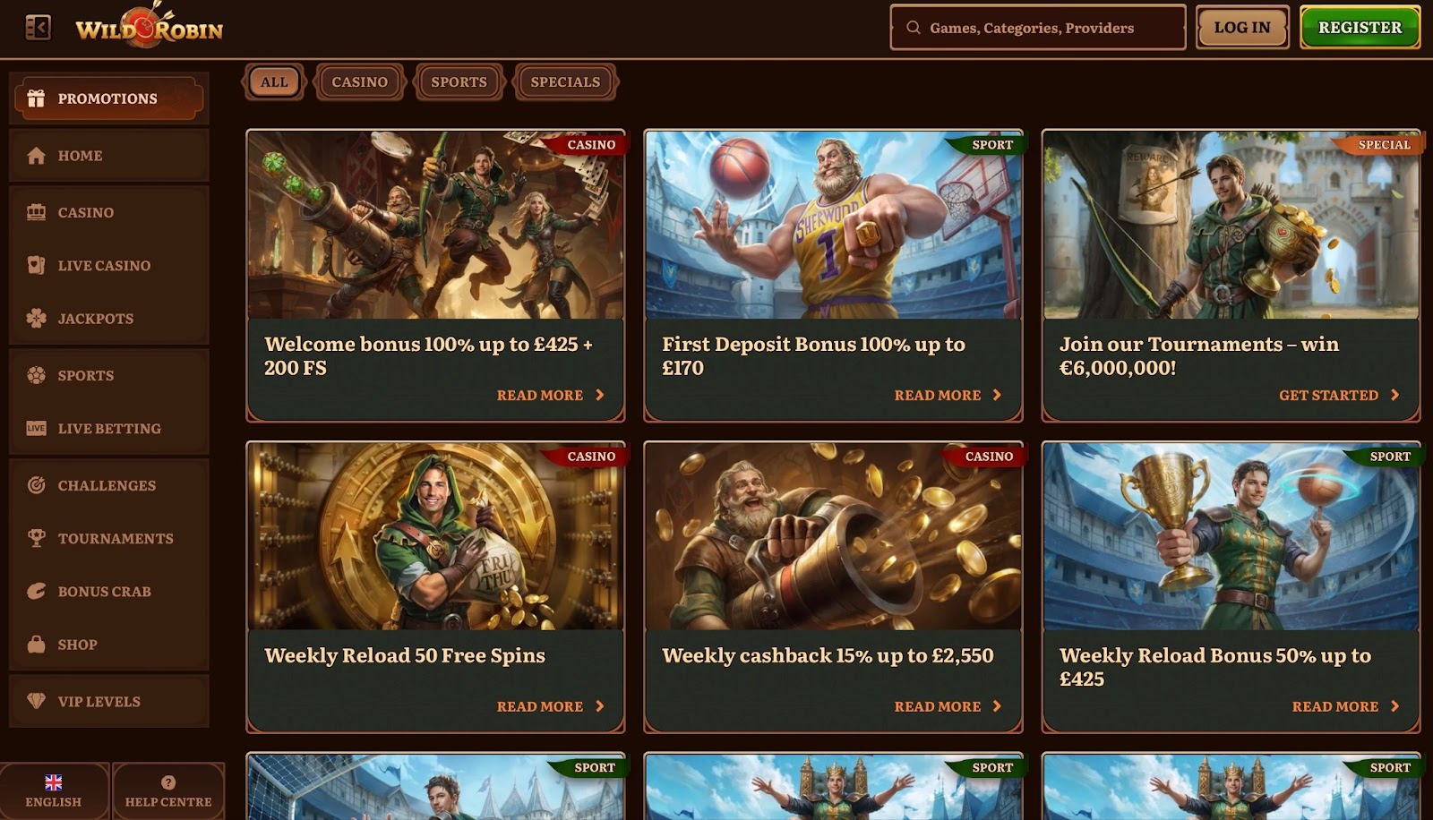 Wild Robin casino bonuses and promotions 