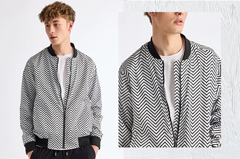 White Printed Bomber Jacket