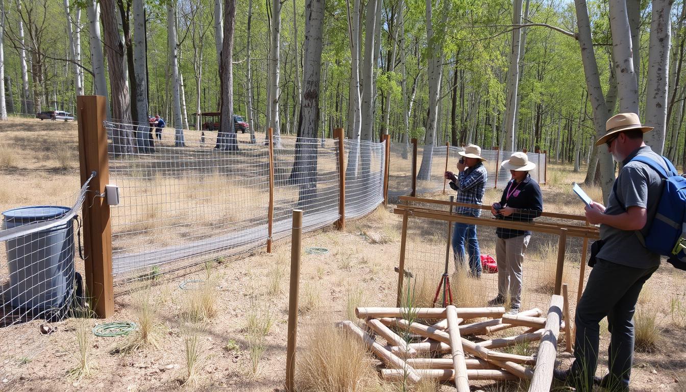Conservation efforts to protect Pando aspen colony with fencing and monitoring equipment