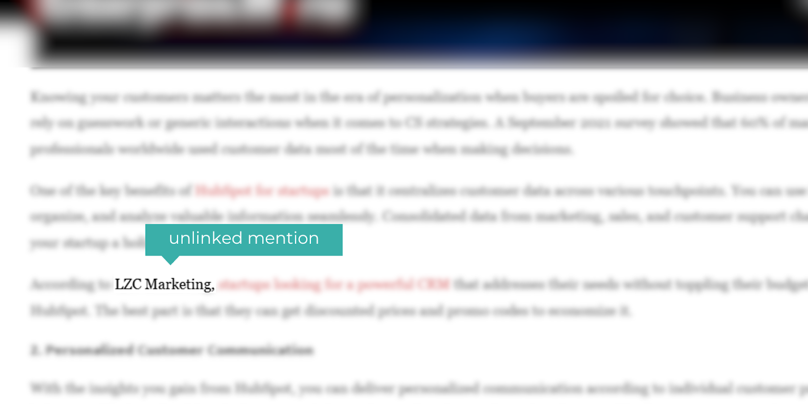 Blog post from another website mentioning LZC Marketing without a hyperlink, an example of brand mentions in off-page SEO.