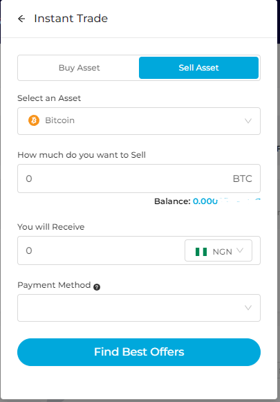 How to sell crypto using instant trade