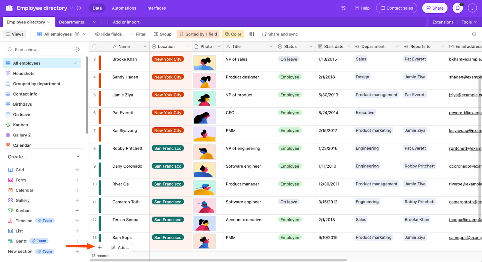 Airtable interface