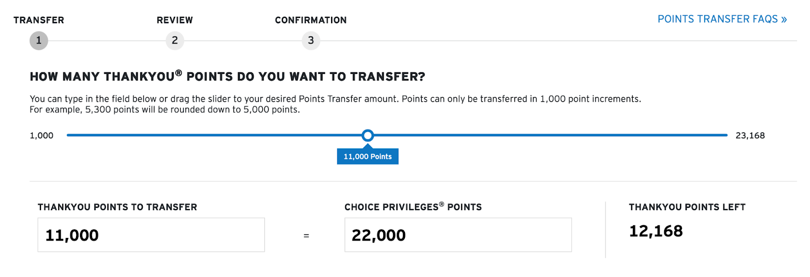 transferring points