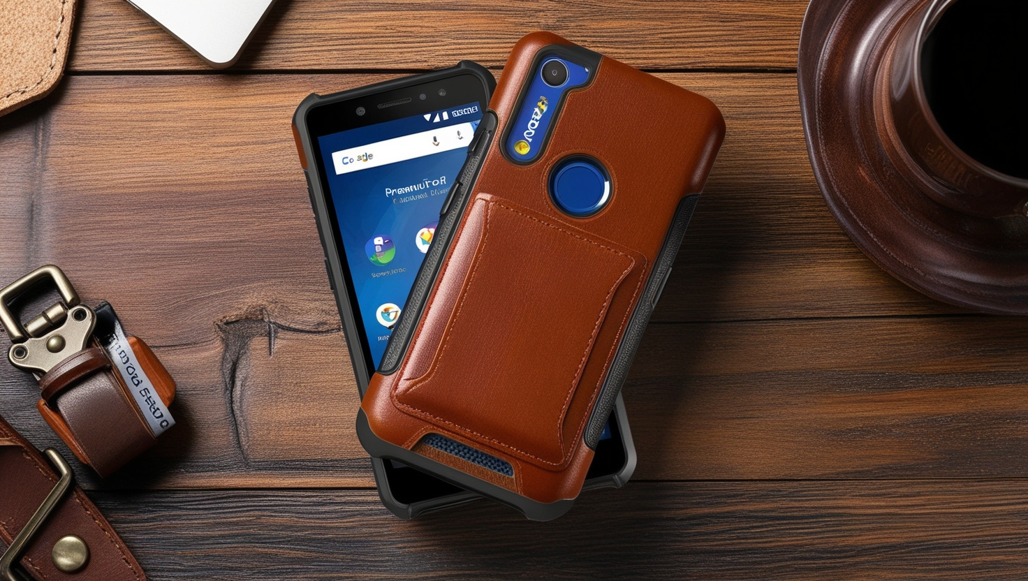 Kyocera Flip Phone Case Brown Leather DuraXV