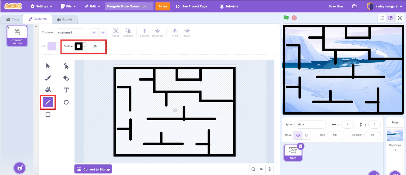 outline maze sprite