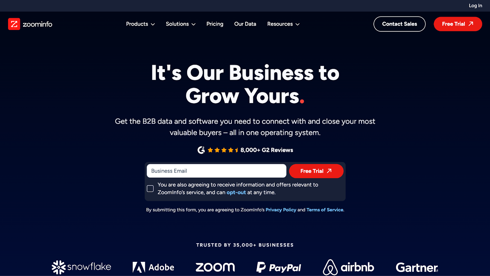 Zoominfo Landing Page