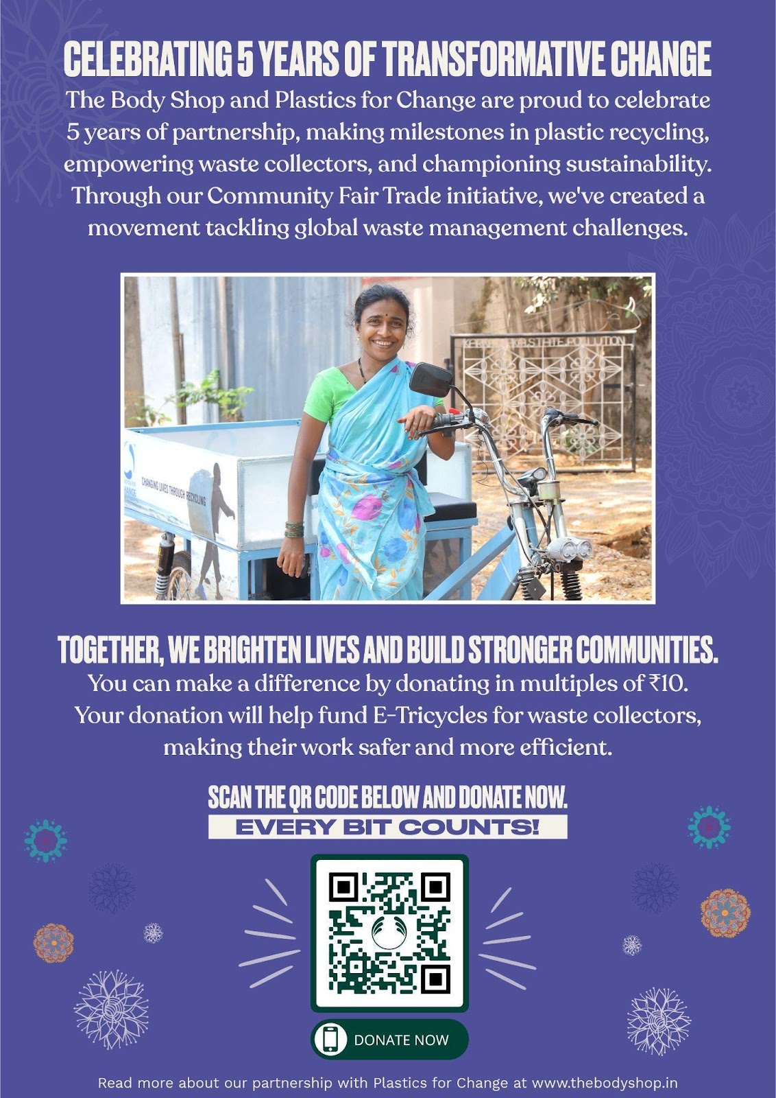 The Body Shop - Donate e-tricycles for waste collectors