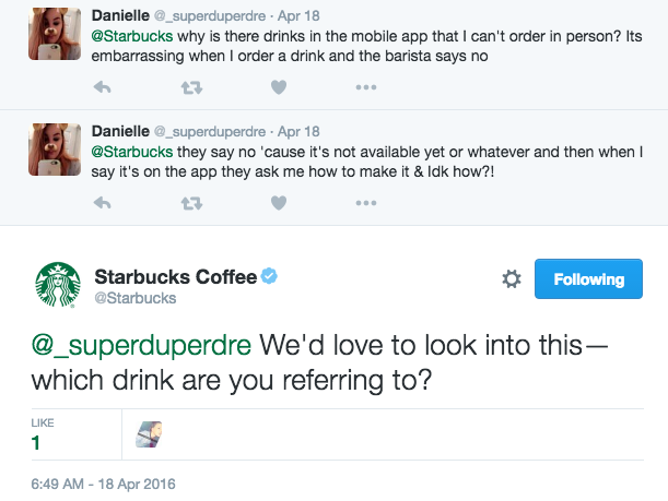 starbucks social monitoring example