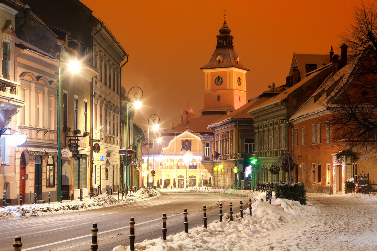 snowfall in Brașov