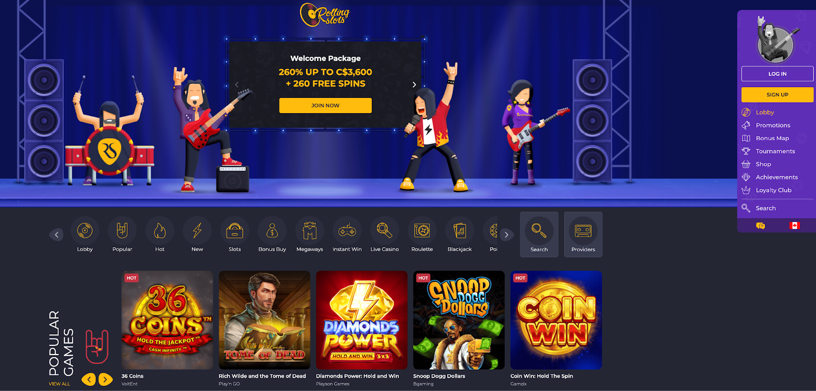 Rolling Slots Homepage