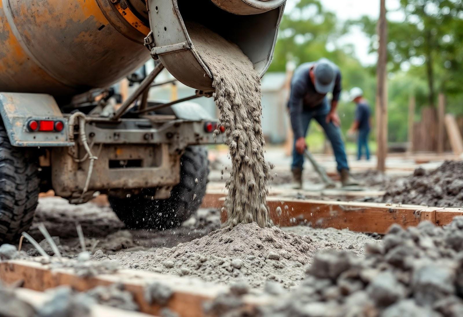 A construction worker pouring cement into a truck

AI-generated content may be incorrect.