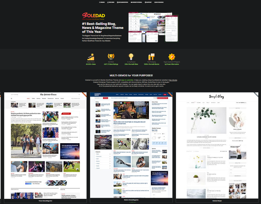 Soledad Best WordPress Blog Theme for Magazine-Style Blogs 2025