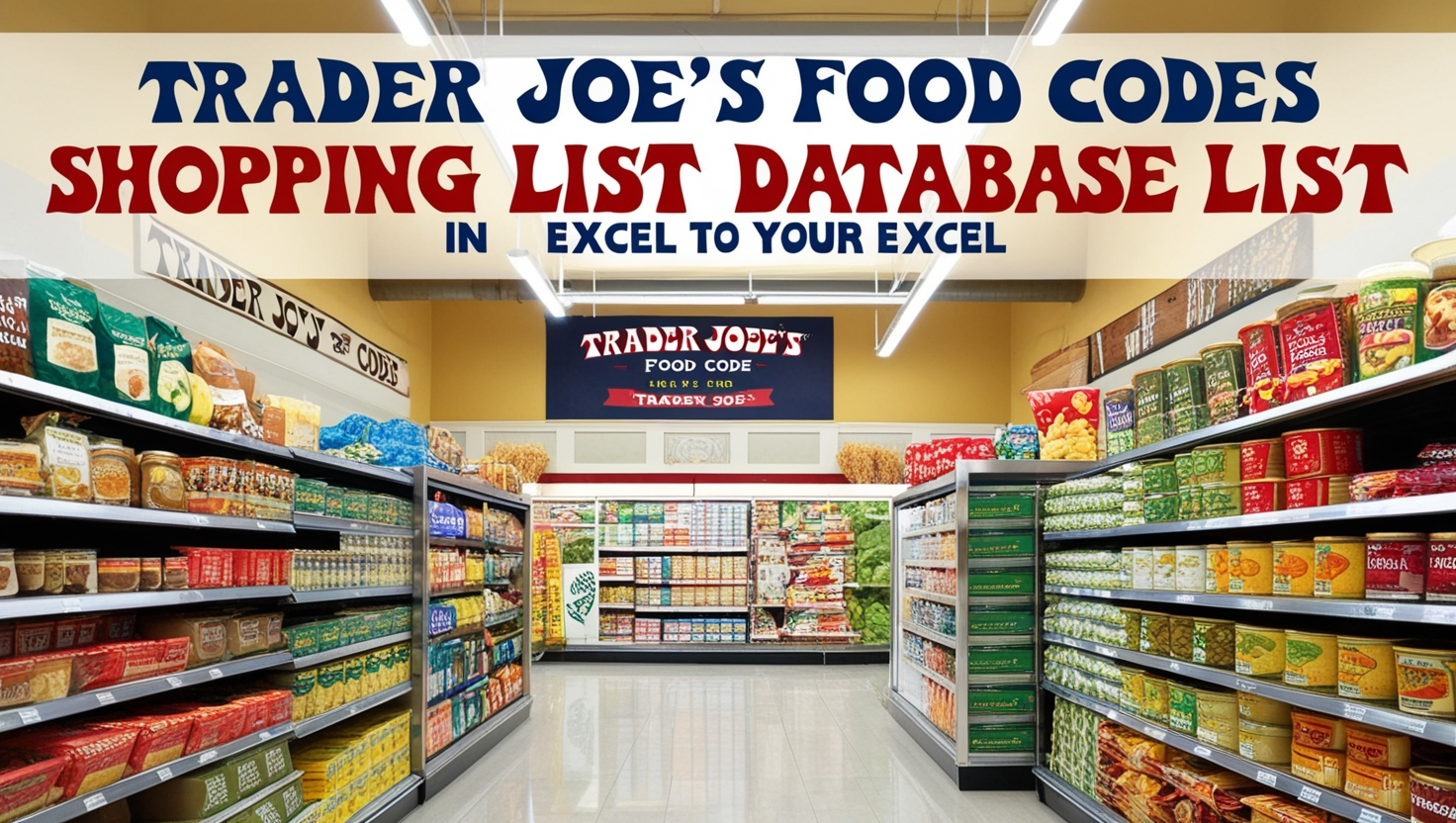 Trader Joe's Food Codes Shopping List Database list Excel
